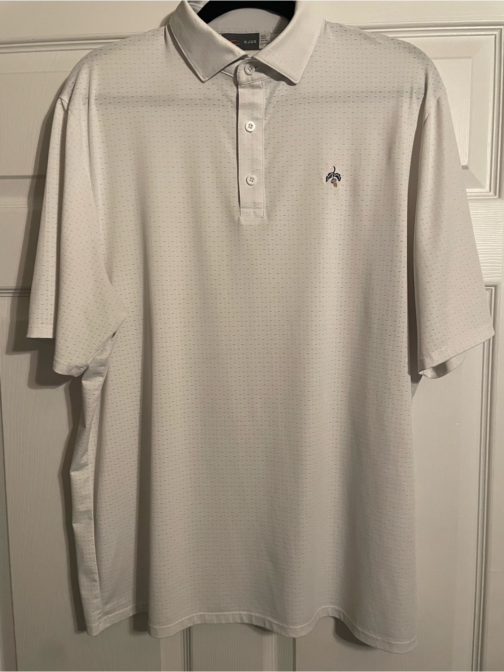 KJUS Performance Comfort Fit Short Sleeve Golf Polo Shirt White Logo Men's XL